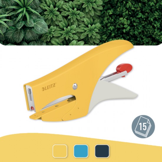 Capsator Metalic Leitz Cosy 5645, Tip Cleste, 15 Coli, 1000 Capse P2 Incluse, Galben Chihlimbar