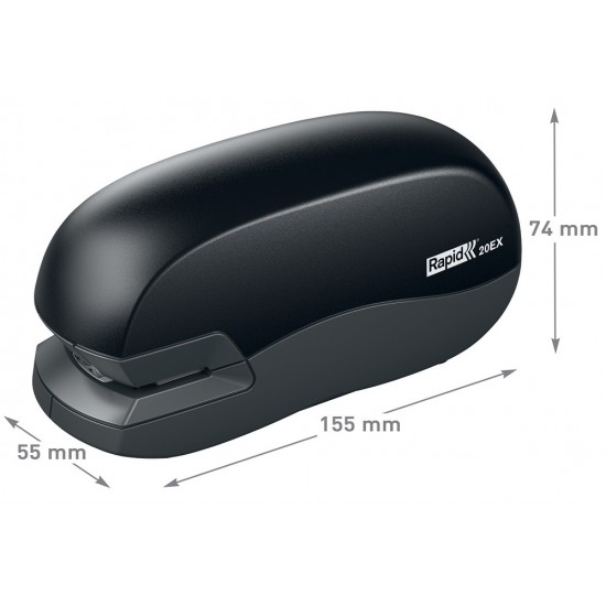 Capsator Electric Rapid Fixativ Mobile 20ex, Cu Adaptor, 20 Coli, Cutie, Negru