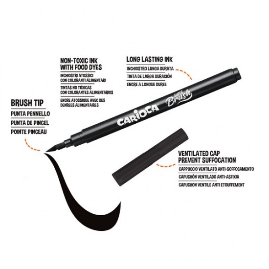 Carioca, Varf Flexibil - 1-6mm (tip Pensula), 10 Culori/cutie, Carioca Super Brush
