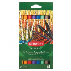Carioci Derwent Academy, Cu 2 Capete, Varf Tip Pensula Si Ascutit, 8 Buc/set, Diverse Culori Carioci Derwent Academy, Cu 2 Capete, Varf Tip Pensula Si Ascutit, 8 Buc/set, Diverse Culori