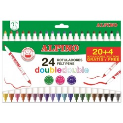 Carioca Lavabila, 24 Culori/cutie, Vaft 2mm/4.5mm, Alpino Double Double - Culori Clasice Carioca Lavabila, 24 Culori/cutie, Vaft 2mm/4.5mm, Alpino Double Double - Culori Clasice