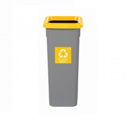 Cos Plastic Reciclare Selectiva, Capacitate 20l, Plafor Fit - Gri Cu Capac Galben - Plastic