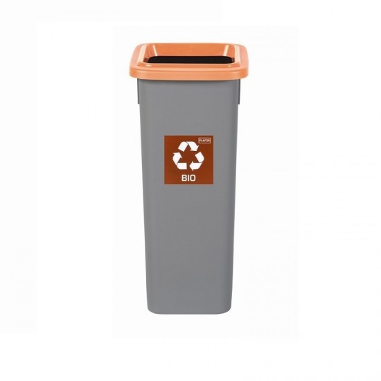 Cos Plastic Reciclare Selectiva, Capacitate 53l, Plafor Fit - Gri Cu Capac Maro - Bio