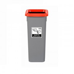 Cos Plastic Reciclare Selectiva, Capacitate 20l, Plafor Fit - Gri Cu Capac Rosu - Metal