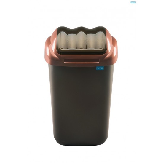 Cos Plastic Cu Capac Batant, Pentru Reciclare Selectiva, Capacitate 15l, Plafor Fala - Negru Auriu
