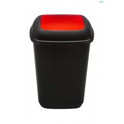 Cos Plastic Reciclare Selectiva, Capacitate 28l, Plafor Quatro - Negru Cu Capac Rosu - Metal