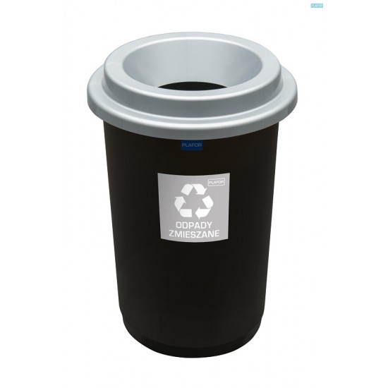Cos Plastic Reciclare Selectiva, Capacitate 50l, Plafor Eco - Negru Cu Capac Argintiu - Altele