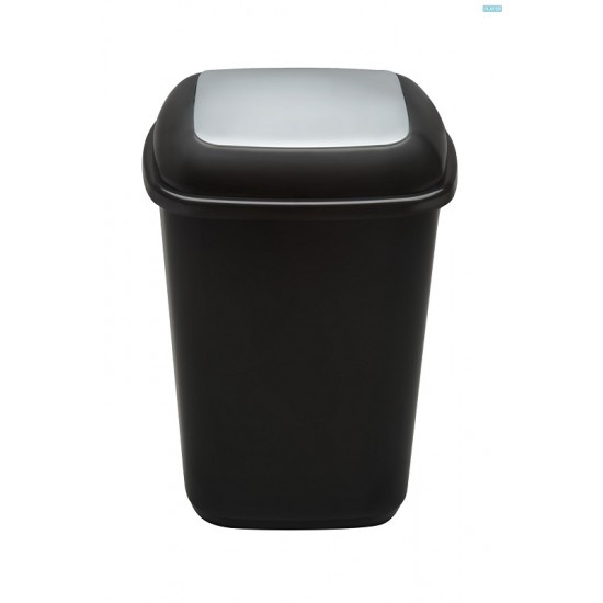 Cos Plastic Reciclare Selectiva, Capacitate 28l, Plafor Quatro - Negru Cu Capac Gri - Altele