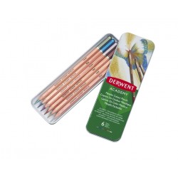 Creioane Acuarela Derwent Academy, Cutie Metalica, 6 Buc/set, Culori Metalizate