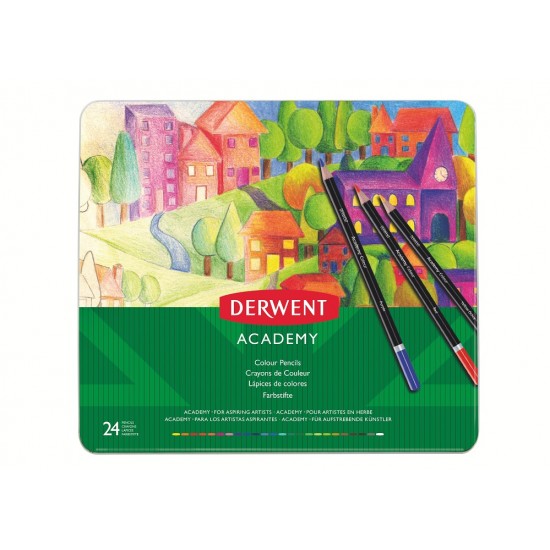 Creioane Colorate Derwent Academy, Cutie Metalica, 24 Buc/set