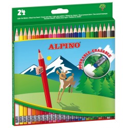 Creioane Colorate Cu Guma, Cutie Carton, 24 Culori/set, Alpino Erasable Creioane Colorate Cu Guma, Cutie Carton, 24 Culori/set, Alpino Erasable