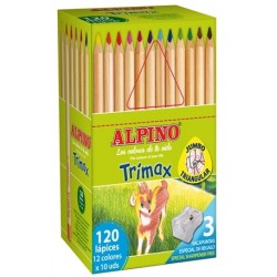 Creioane Colorate Triunghiulare, Cutie Carton, 120 Buc/cutie, Alpino Trimax