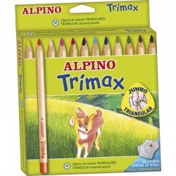 Creioane Colorate Triunghiulare, Cutie Carton, 12 Culori/set, Alpino Trimax Jumbo Creioane Colorate Triunghiulare, Cutie Carton, 12 Culori/set, Alpino Trimax Jumbo