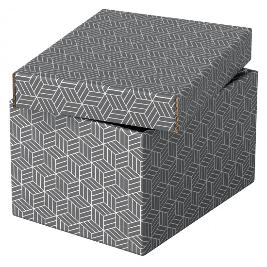 Cutie Depozitare Esselte Home Recycled, Carton, 25x20x15 Cm, Cu Capac, 3 Buc/set, Gri