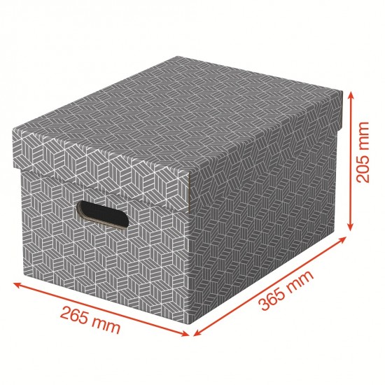 Cutie Depozitare Esselte Home Recycled, Carton, 36x26x20 Cm, Cu Capac, 3 Buc/set, Gri