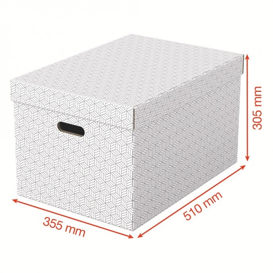 Cutie Depozitare Esselte Home Recycled, Carton, 51x35x30 Cm, Cu Capac, 3 Buc/set, Alb