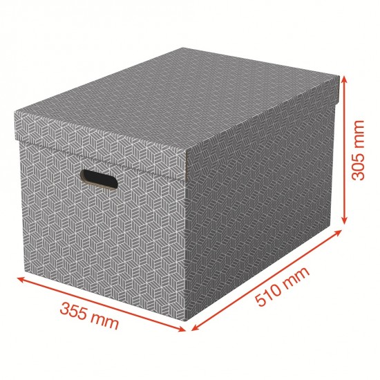 Cutie Depozitare Esselte Home Recycled, Carton, 51x35x30 Cm, Cu Capac, 3 Buc/set, Gri