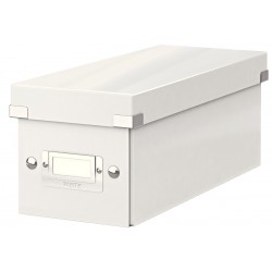 Cutie Depozitare Leitz Wow Click & Store, Carton Laminat, Pliabila, Cu Capac, 14x13x35 Cm, Alb