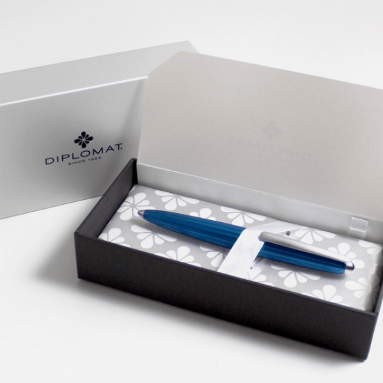 Stilou Diplomat Aero, Cu Penita M, Aurita 14kt. - Blue