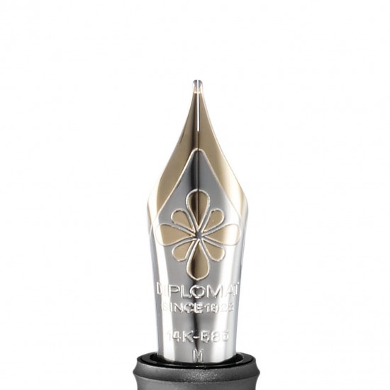 Stilou Diplomat Aero, Cu Penita M, Aurita 14kt. - Blue