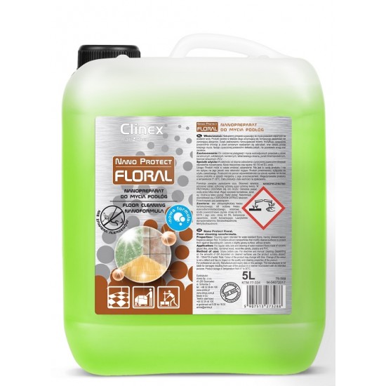 Clinex Nano Protect Floral, 5 Litri, Detergent Lichid Pentru Curatare Pardoseli, Cu Particule De Sil