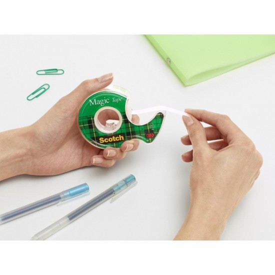 Dispenser Cu Banda Adeziva Transparent Mata, Invizibila La Copiere, 19mm X 7.5m, 3m - Scotch Magic