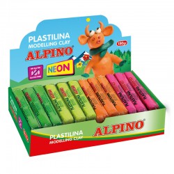 Display Plastilina Fluorescenta, 12 X 150gr./display, Alpino - 6 Culori Asortate