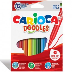 Carioca Super Lavabila, Varf Subtire - 2.2mm, 12 Culori/cutie, Carioca Doodles Carioca Super Lavabila, Varf Subtire - 2.2mm, 12 Culori/cutie, Carioca Doodles