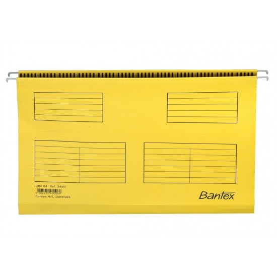 Dosar Suspendabil Cu Eticheta, Bagheta Metalica, Carton 230g/mp, 25 Buc/cutie, Bantex - Galben