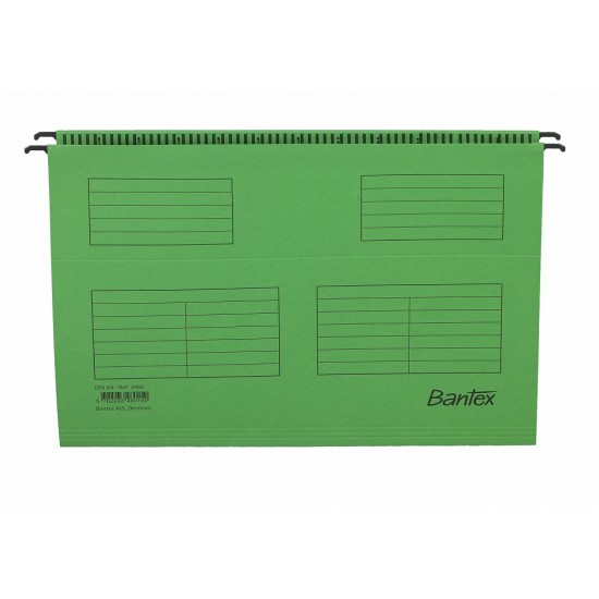 Dosar Suspendabil Cu Eticheta, Bagheta Metalica, Carton 230g/mp, 25 Buc/cutie, Bantex - Verde