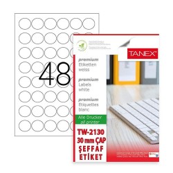 Etichete Polyester Albe, Autoadezive, Rotunde - D30mm, 48/a4, 25 Coli/top, Tanex Etichete Polyester Albe, Autoadezive, Rotunde - D30mm, 48/a4, 25 Coli/top, Tanex