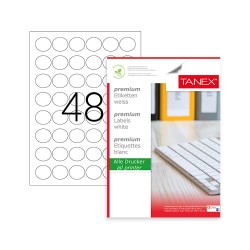 Etichete Albe Autoadezive, Repozitionabile, Rotunde - D30mm, 48/a4, 25 Coli/top, Tanex Etichete Albe Autoadezive, Repozitionabile, Rotunde - D30mm, 48/a4, 25 Coli/top, Tanex