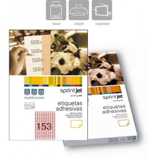 Etichete Autoadezive 153/a4, 22 X 16 Mm, 100 Coli/top, Sprintjet - Colturi Rotunjite - Albe