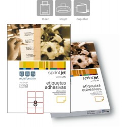 Etichete Autoadezive 8/a4, 99,1 X 67,7 Mm, 100 Coli/top, Sprintjet - Colturi Rotunjite - Albe