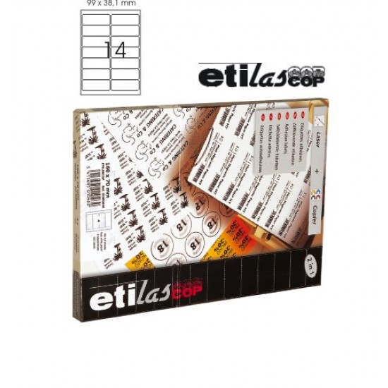 Etichete Autoadezive 14/a4, 99,1 X 38,1 Mm, 100 Coli/top - Colturi Rotunjite, Etilascop - Albe
