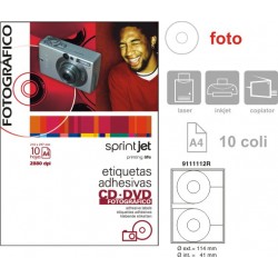 Etichete Autoadezive Pentru Cd-uri, 2/a4, (d118 Mm -outside, D18 Mm -inside) - Photopaper Glossy