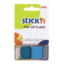 Film Index Autoadeziv 45 X 25mm, 50 File/set, Cu Dispenser, Stick"n Pop-up - Albastru
