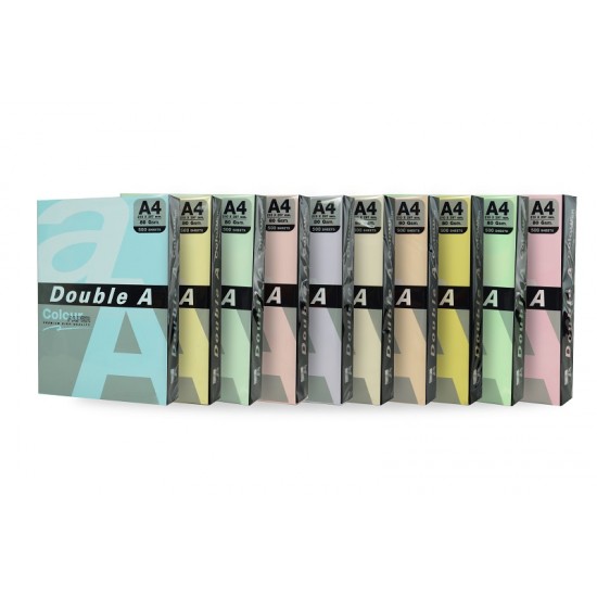 Hartie Color Pentru Copiator A4, 80g/mp, 100coli/top, Double A - 5 Culori Pastel Asortate