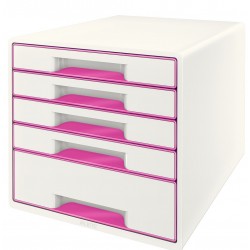 Cabinet Cu Sertare Leitz Wow, 5 Sertare - Alb/roz