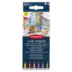 Liner Derwent Professional, 0.3 Mm, Varf Subtire Si Uscare Rapida, 6 Buc/set, Diverse Culori