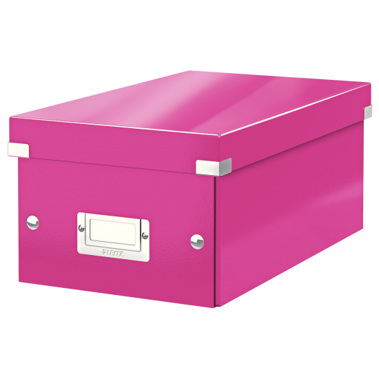 Cutie Depozitare Leitz Wow Click & Store, Carton Laminat, Pliabila, Cu Capac, 20x14x35 Cm, Roz