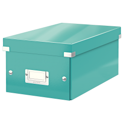 Cutie Depozitare Leitz Wow Click & Store, Carton Laminat, Pliabila, Cu Capac, 20x14x35 Cm, Turcoaz