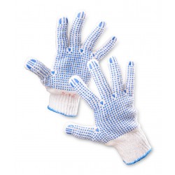 Manusi Protectie, Standard En420, Degete Cauciucate Cu Polyurethan - Marimea 10 - Alb Cu Albastru