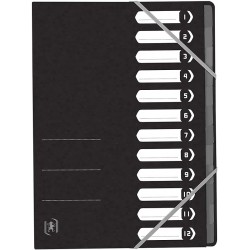 Mapa Carton Pentru Sortare Cu 12 Separatoare Si Index, Elastic Pe Colturi, Oxford Top File - Negru