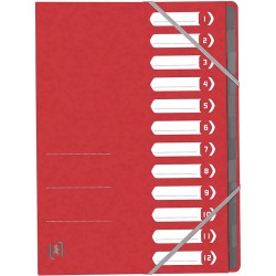Mapa Carton Pentru Sortare Cu 12 Separatoare Si Index, Elastic Pe Colturi, Oxford Top File - Rosu