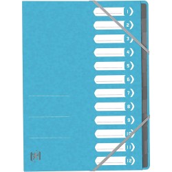 Mapa Carton Pentru Sortare Cu 12 Separatoare Si Index, Elastic Pe Colturi, Oxford Top File - Bleu