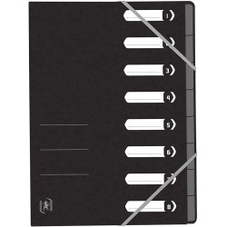 Mapa Carton Pentru Sortare Cu 8 Separatoare Si Index, Elastic Pe Colturi, Oxford Top File - Negru