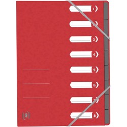 Mapa Carton Pentru Sortare Cu 8 Separatoare Si Index, Elastic Pe Colturi, Oxford Top File - Rosu