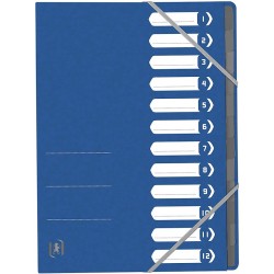 Mapa Carton Pentru Sortare Cu 12 Separatoare Si Index, Elastic Pe Colturi, Oxford Top File - Albastr