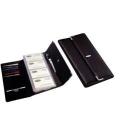 Mapa Din Piele Neagra, Pentru 72 Carti De Vizita Si Carduri, Rolodex